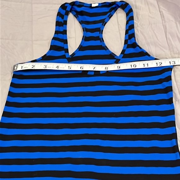 Lululemon Racerback Tank. Size Small gently worn. Royal Blue and Black stripes - Picture 2 of 9
